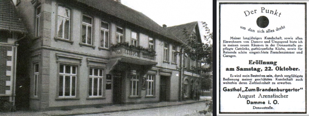 Historische Darstellung des Gasthaus Zum Brandenburger Tor in Damme